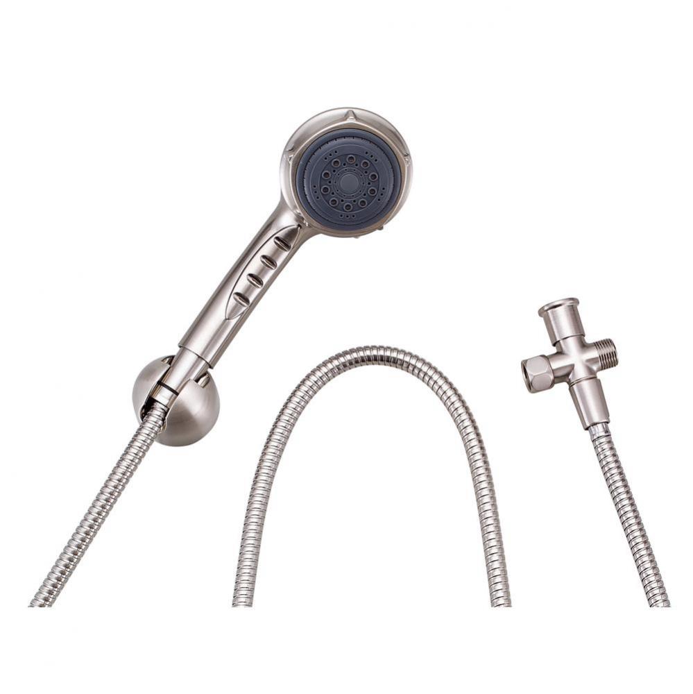Nourish Showerarm Diverter Kit w/ 3 Function Handshower 2.5gpm Brushed