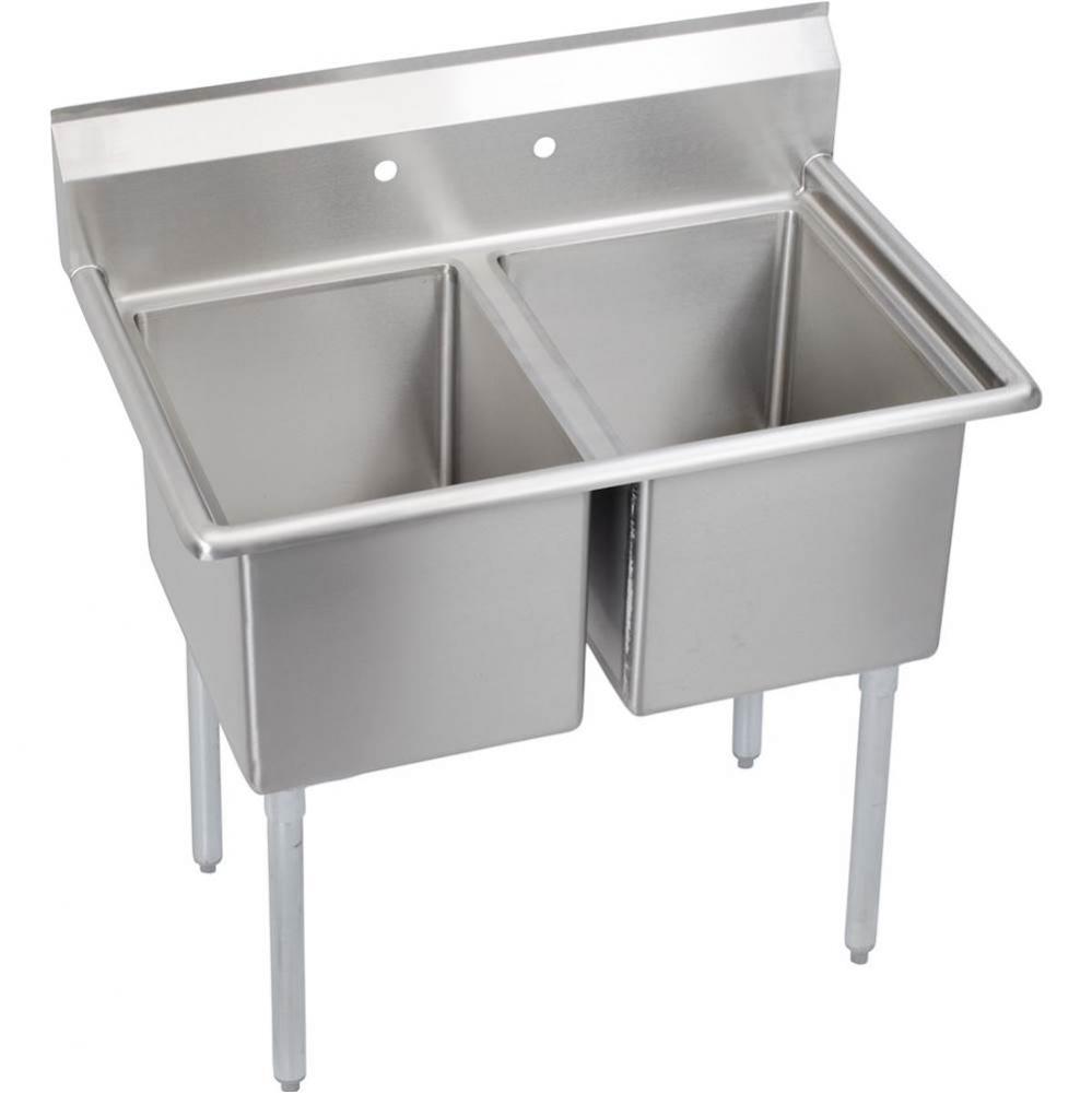 2 Compartment Sink, 43X30 OA, 18X24 Bowl, 12 Deep, No DBs, SS Legs, 16 GA 300 Series SS, NSF