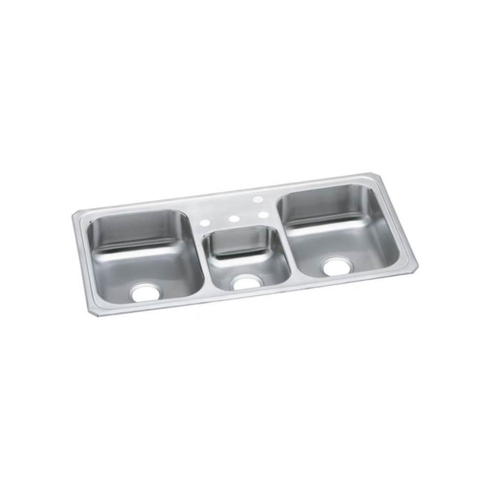 20 Gauge Stainless Steel 43'' x 22'' x 7'' Triple Bowl Drop-in Kitch