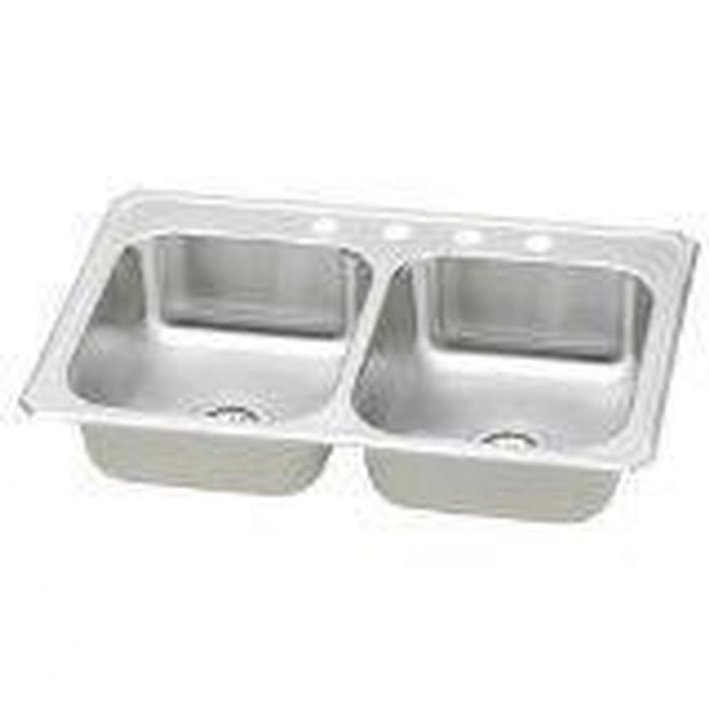20 Gauge Stainless Steel 33'' x 21.25'' x 6.875'' Double Bowl Drop-i