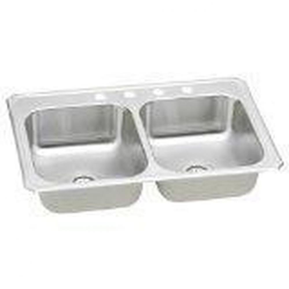 20 Gauge Stainless Steel 33'' x 22'' x 7'' Double Bowl Drop-in Kitch