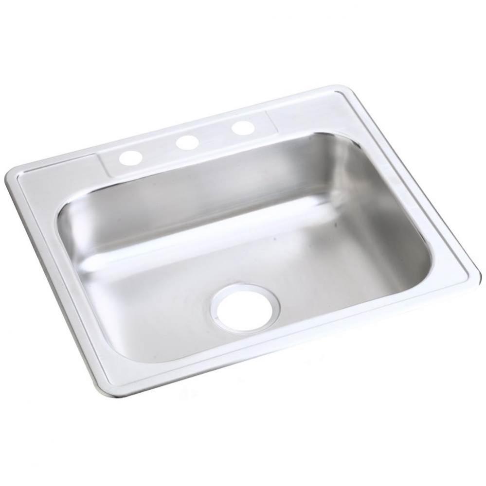 22 Gauge Stainless Steel 25'' x 21.25'' x 6.5625'' Single Bowl Drop-