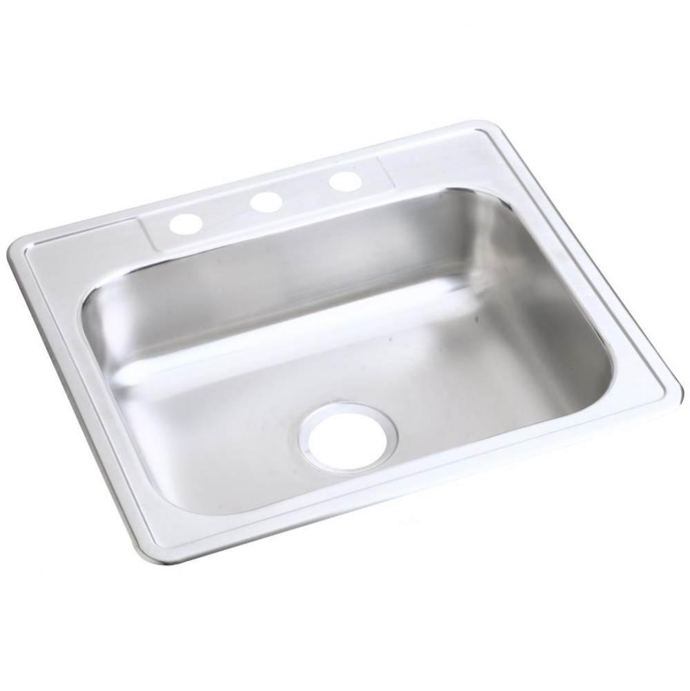Dayton Stainless Steel 25'' x 22'' x 6-9/16'', 2-Hole Single Bowl Dr