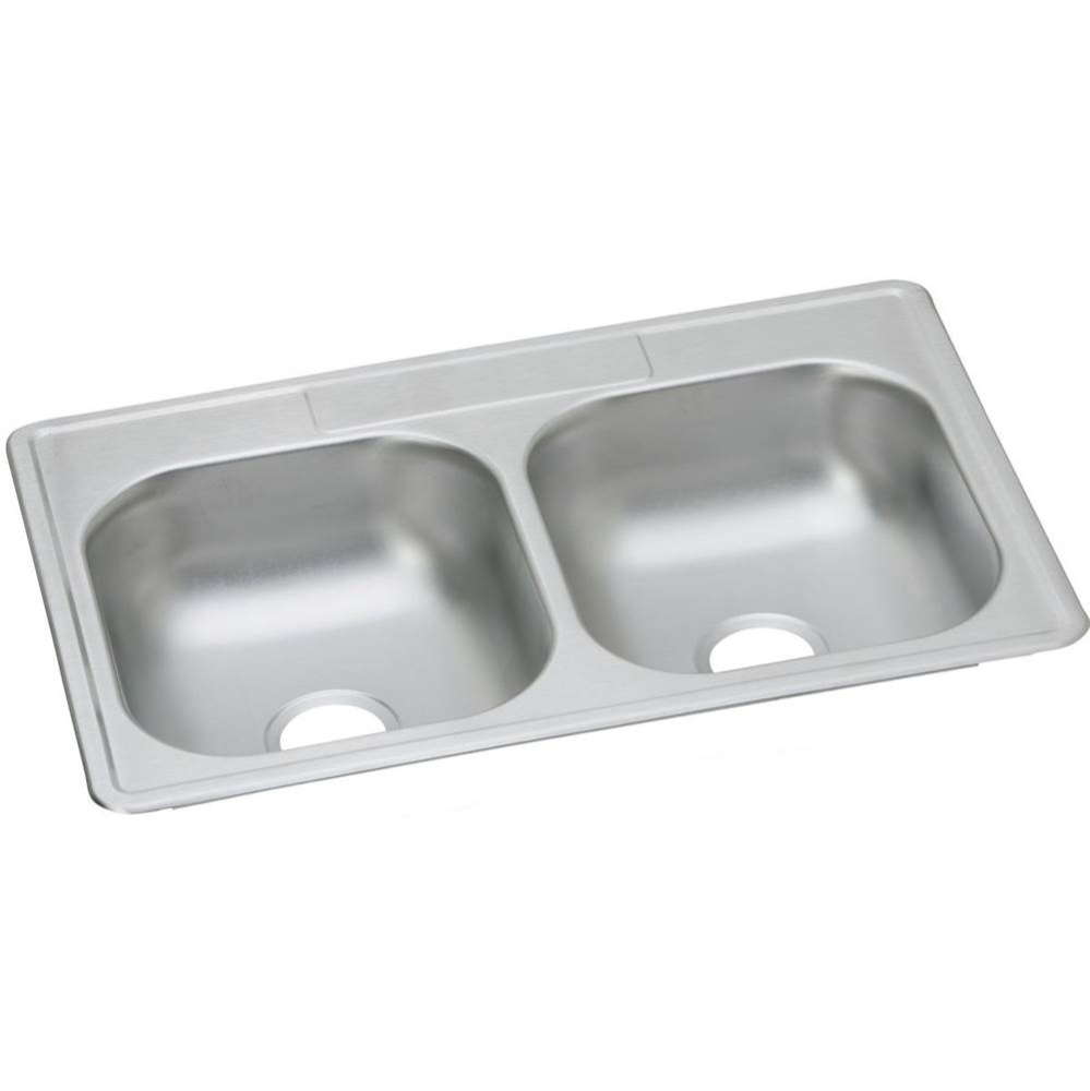 Dayton Stainless Steel 33'' x 22'' x 6-9/16'', 0-Hole Equal Double B
