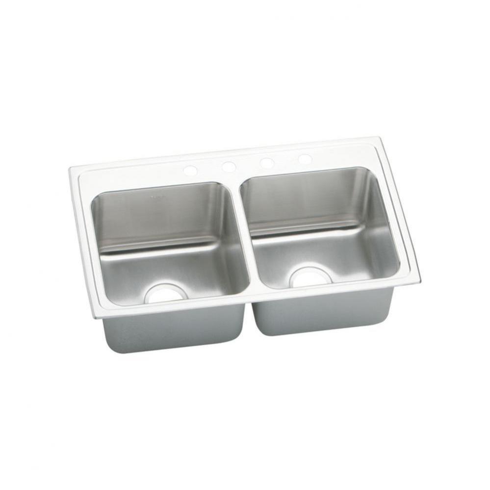 18 Gauge Stainless Steel 33'' x 19.5'' x 10.125'' Double Bowl Top Mo