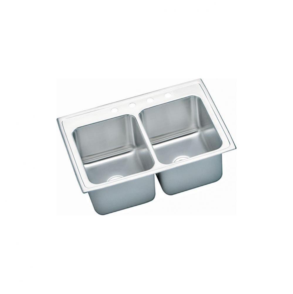 18 Gauge Stainless Steel 33'' x 22'' x 10.125'' Double Bowl Top Moun