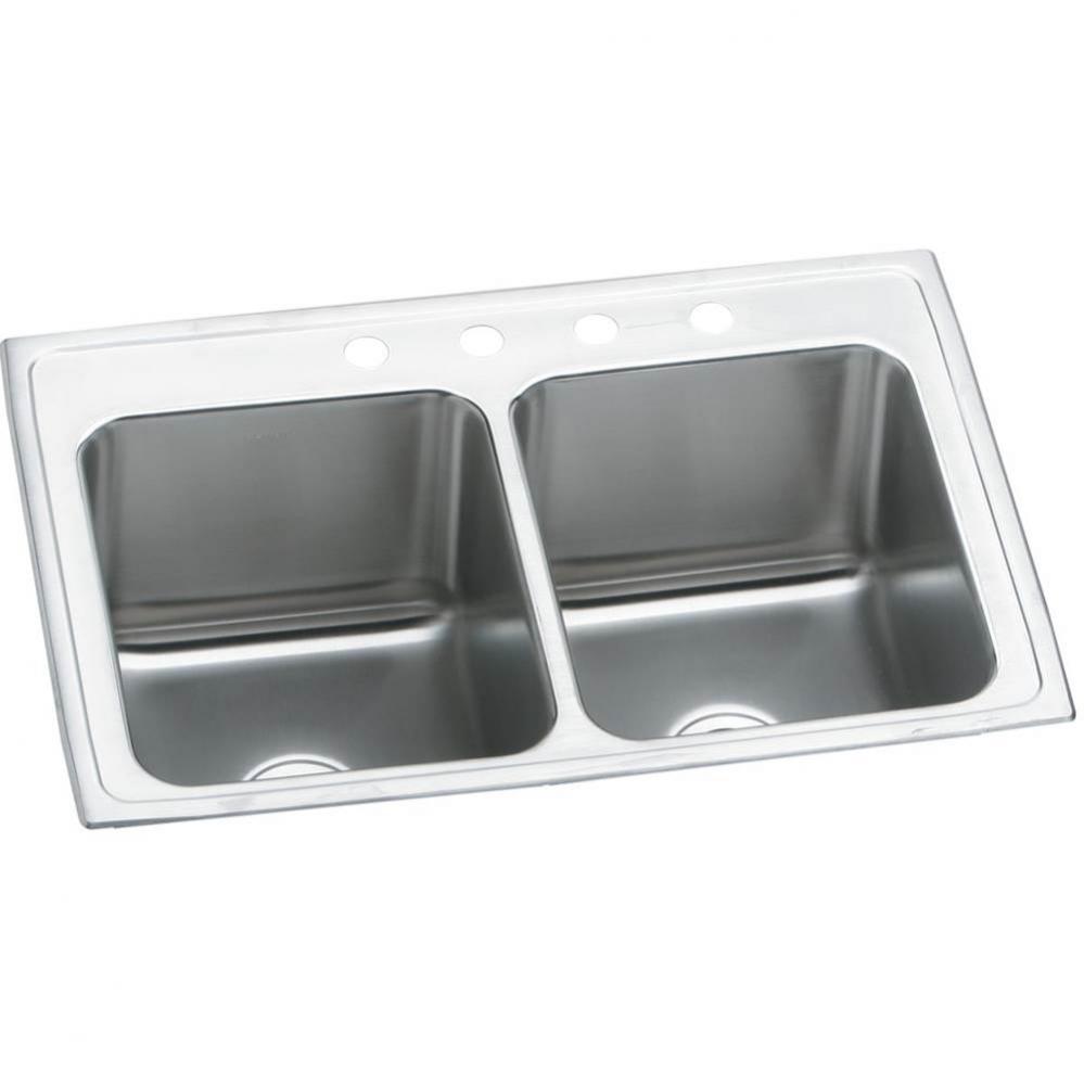 18 Gauge Stainless Steel 37'' x 22'' x 10.125'' Double Bowl Top Moun
