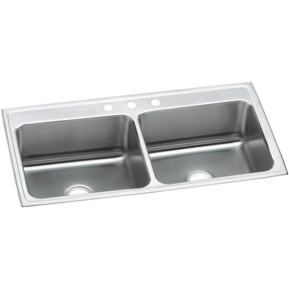 18 Gauge Stainless Steel 43'' x 22'' x 10.125'' Double Bowl Drop-in