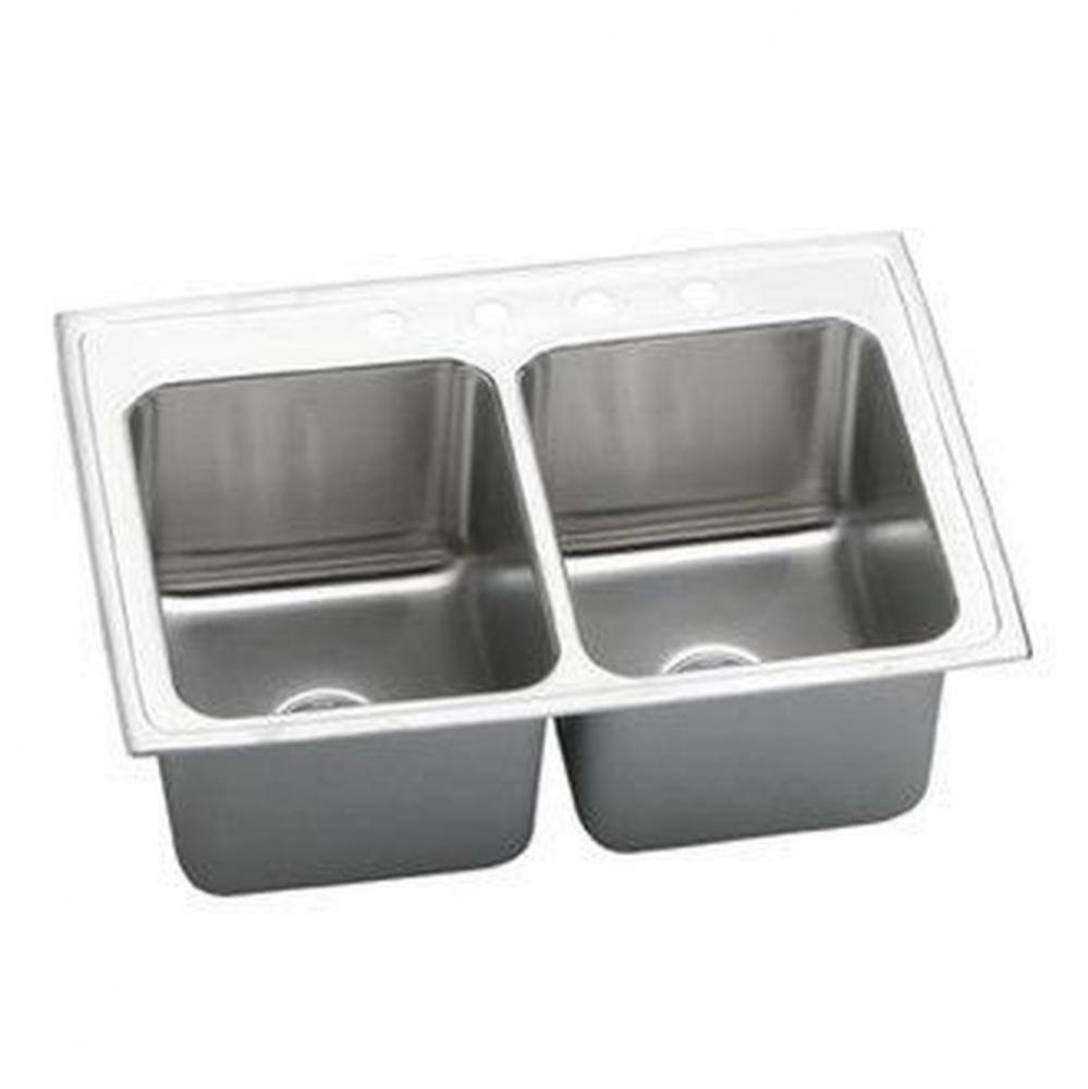 18 Gauge Stainless Steel 33'' x 22'' x 12.125'' Double Bowl Top Moun