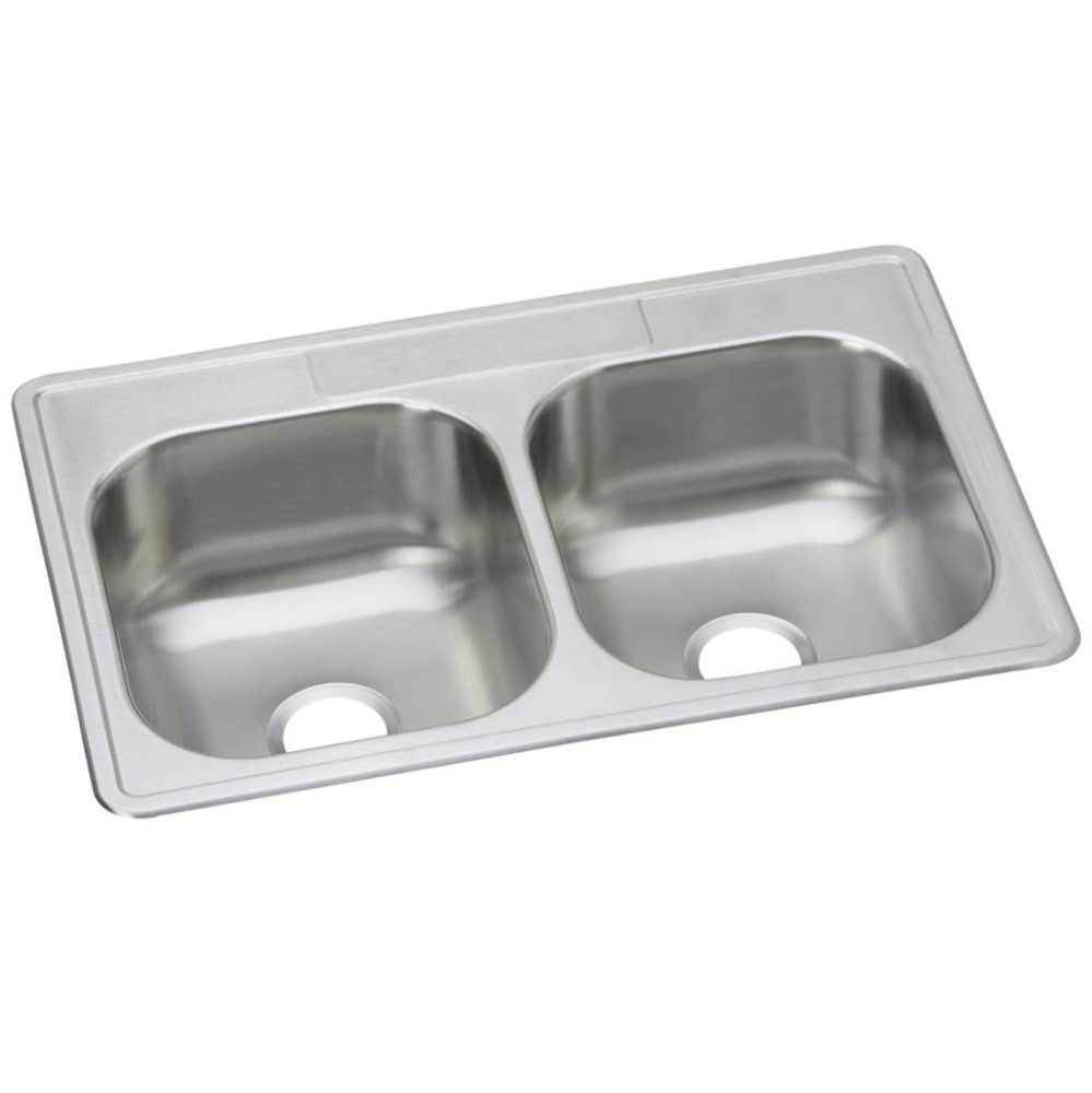 Dayton Stainless Steel 33'' x 22'' x 8-1/16'', 0-Hole Equal Double B