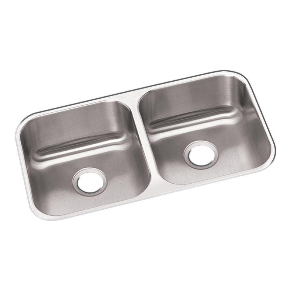 18 Gauge Stainless Steel 31.75'' x 18.25'' x 8'' Double Bowl Undermo