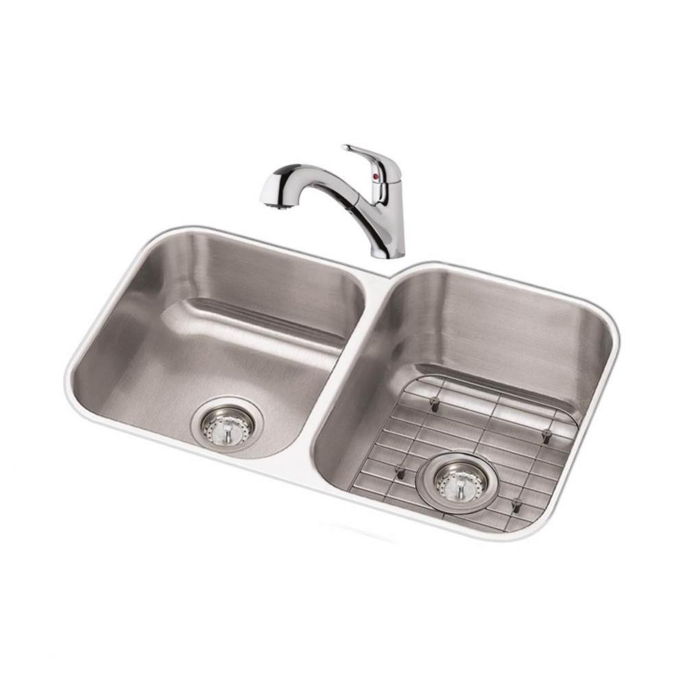 Dayton Stainless Steel 31-3/4'' x 20-1/2'' x 10'', 40/60 Double Bowl