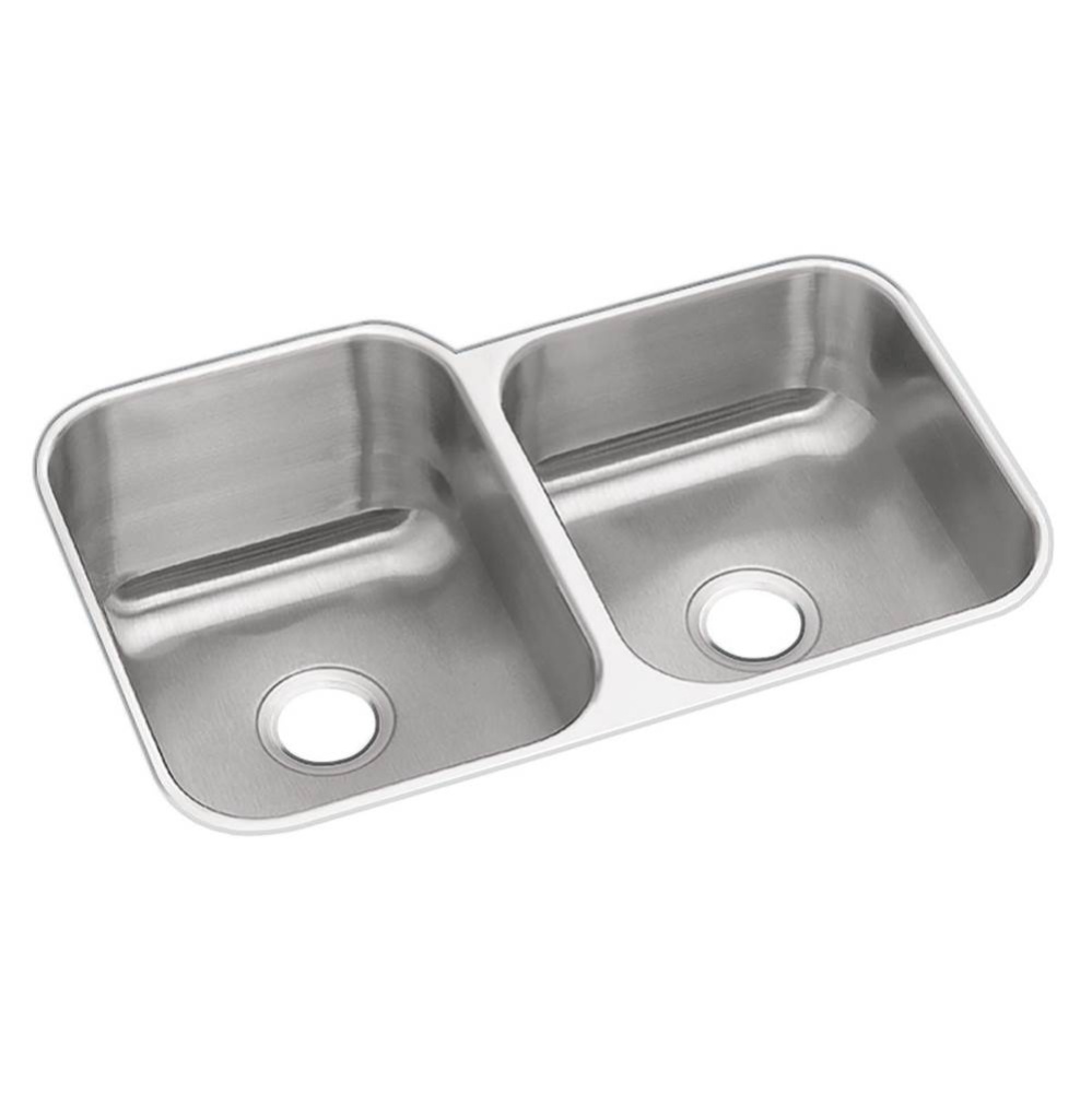 Dayton Stainless Steel 31-3/4'' x 20-1/2'' x 10'' 60/40 Double Bowl