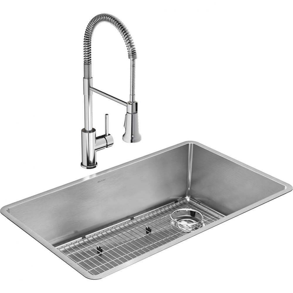 18 Gauge Stainless Steel 31.5'' x 18.5'' x 9'' Single Bowl Undermoun