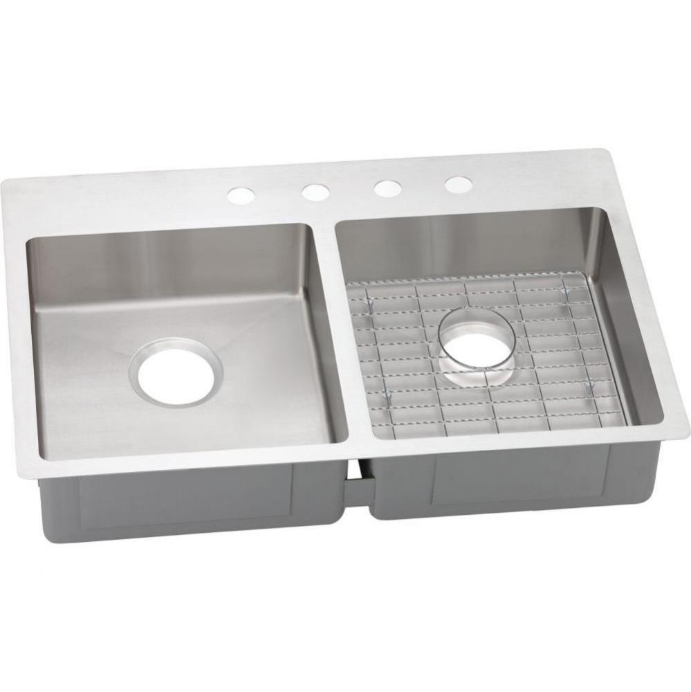 18 Gauge Stainless Steel 33'' x 22'' x 6'' Double Bowl Dual Mount Ki