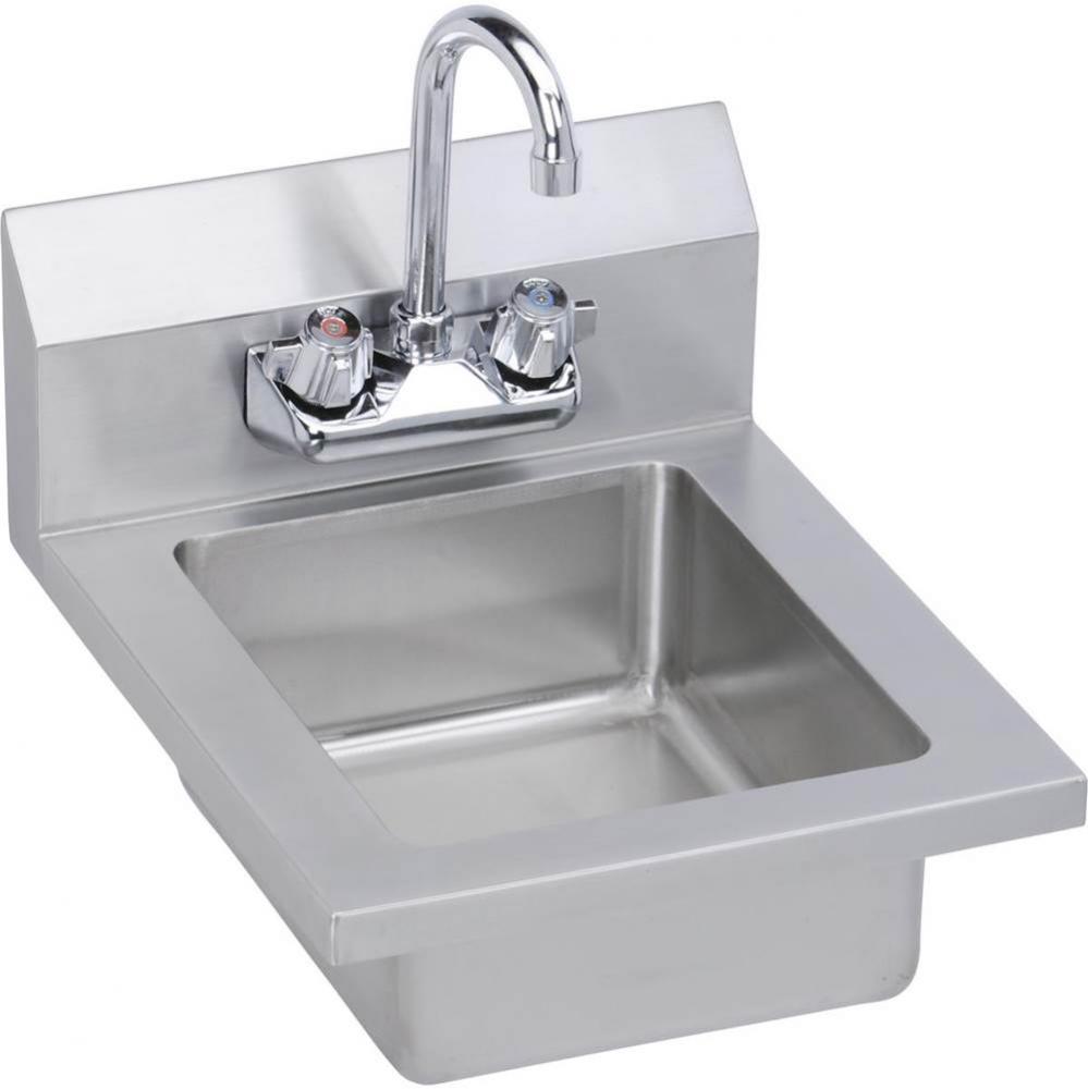 Hand Sink, 14X17 OA, 10X12X5 Bowl, Faucet, 18 GA 300 Series SS, NSF
