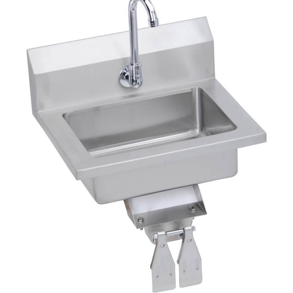 Hand Sink, 18X15 OA, 14X10X5 Bowl, Knee Valve,Faucet, 18 GA 300 Series SS, NSF
