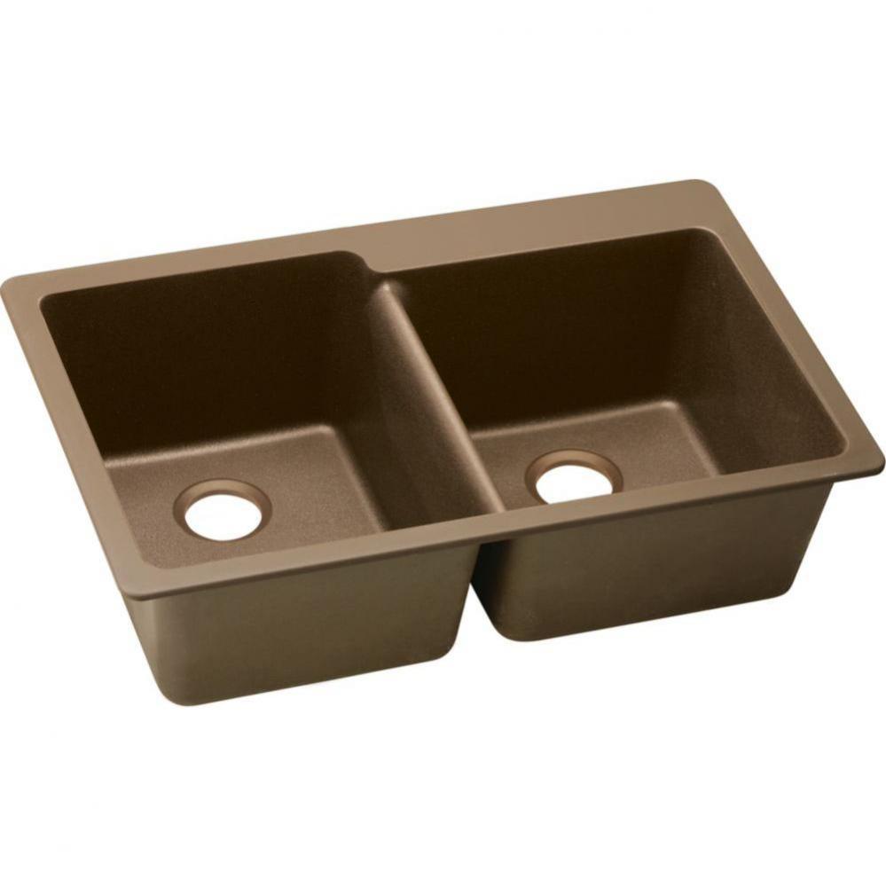 Quartz Classic 33'' x 22'' x 9-1/2'', Offset Double Bowl Drop-in Sin