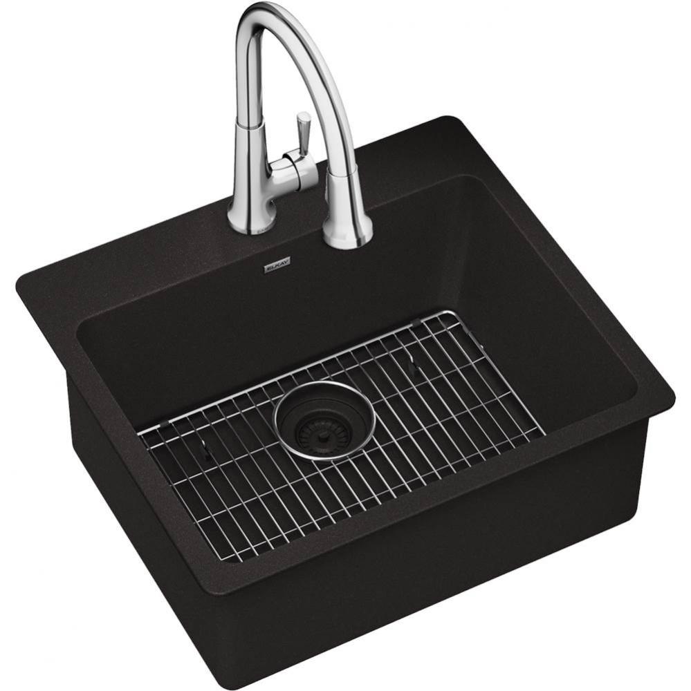 Quartz Classic 25'' x 22'' x 9-1/2'', Single Bowl Drop-in Sink Kit w
