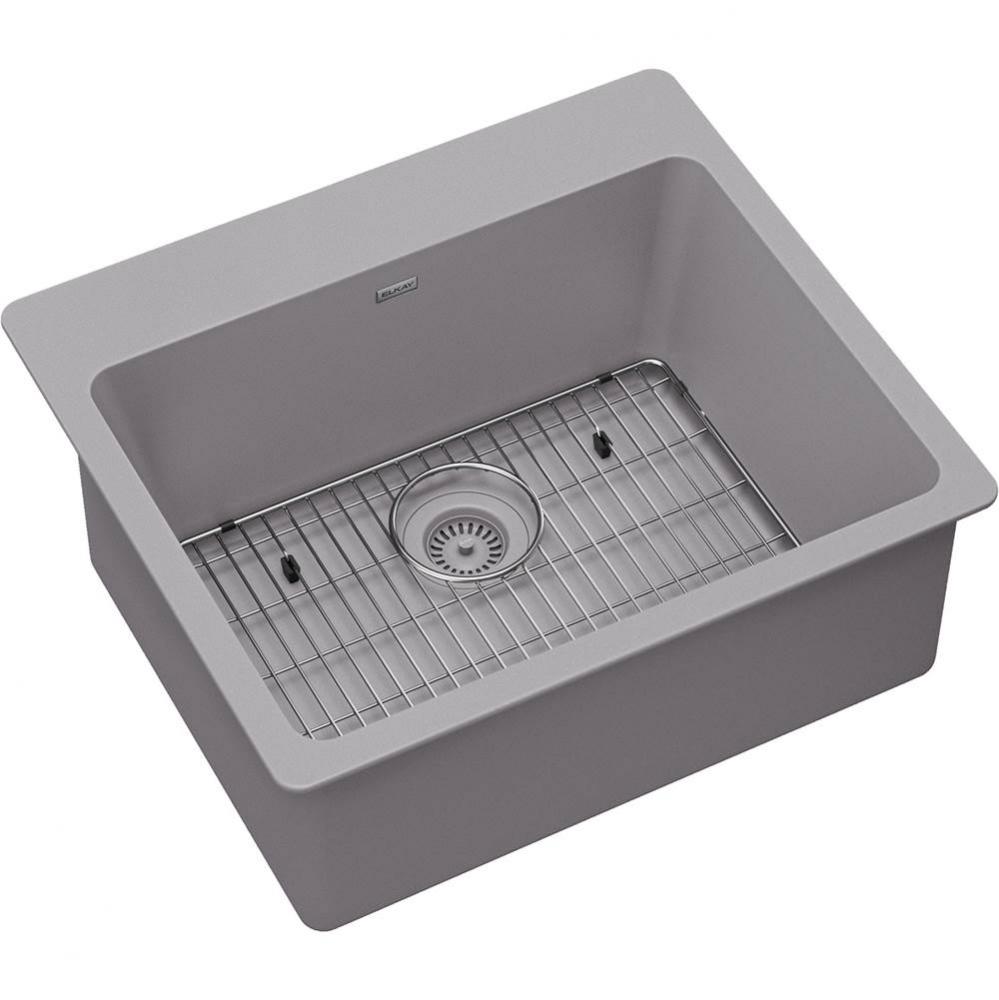 Quartz Classic 25'' x 22'' x 9-1/2'', Single Bowl Drop-in Sink Kit,
