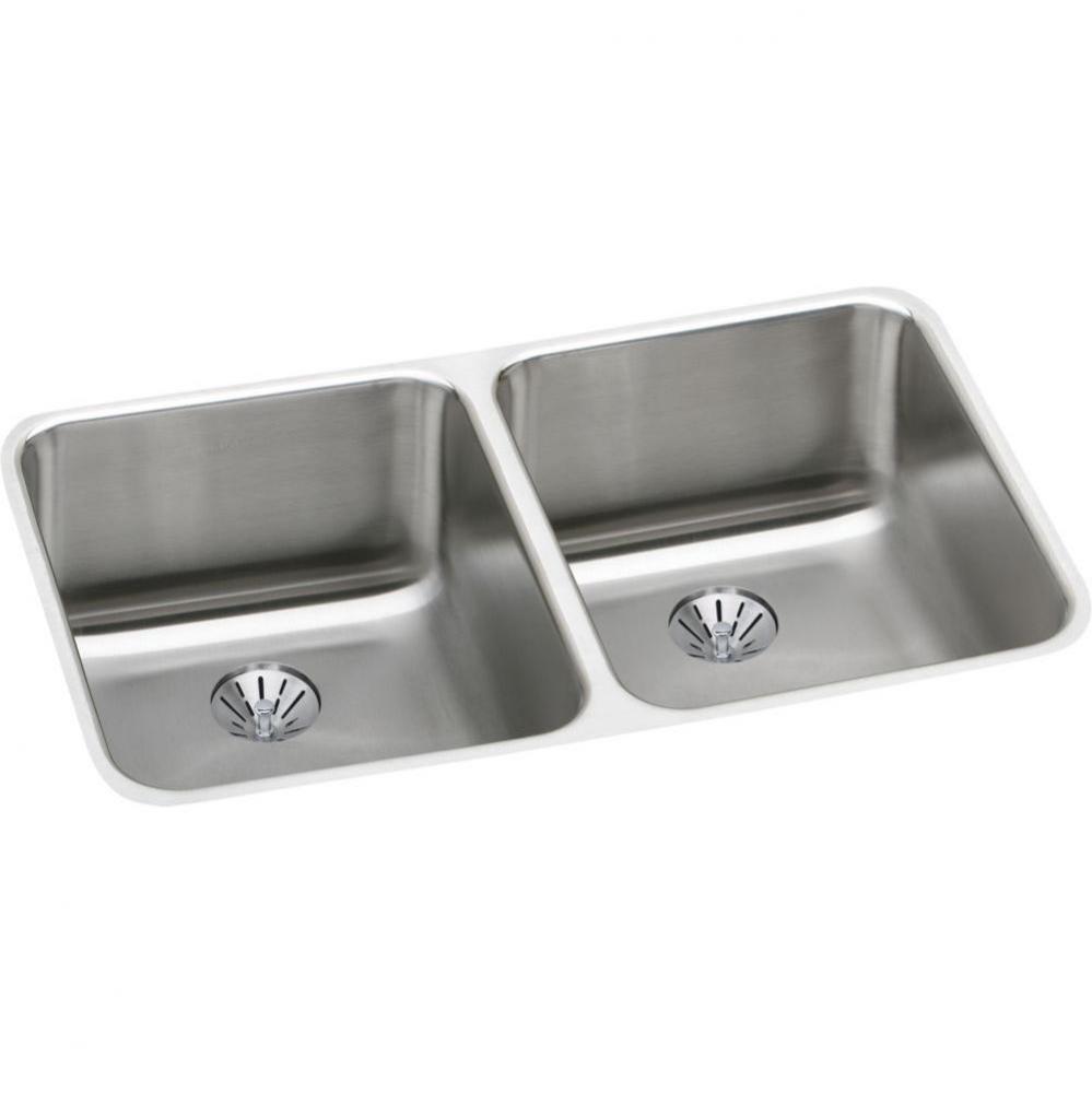 18 Gauge Stainless Steel 30.75'' x 18.5'' x 10'' Double Bowl Undermo
