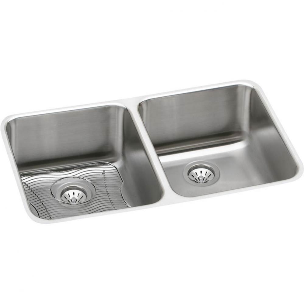 18 Gauge Stainless Steel 30.75'' x 18.5'' x 7.875'' Double Bowl Unde