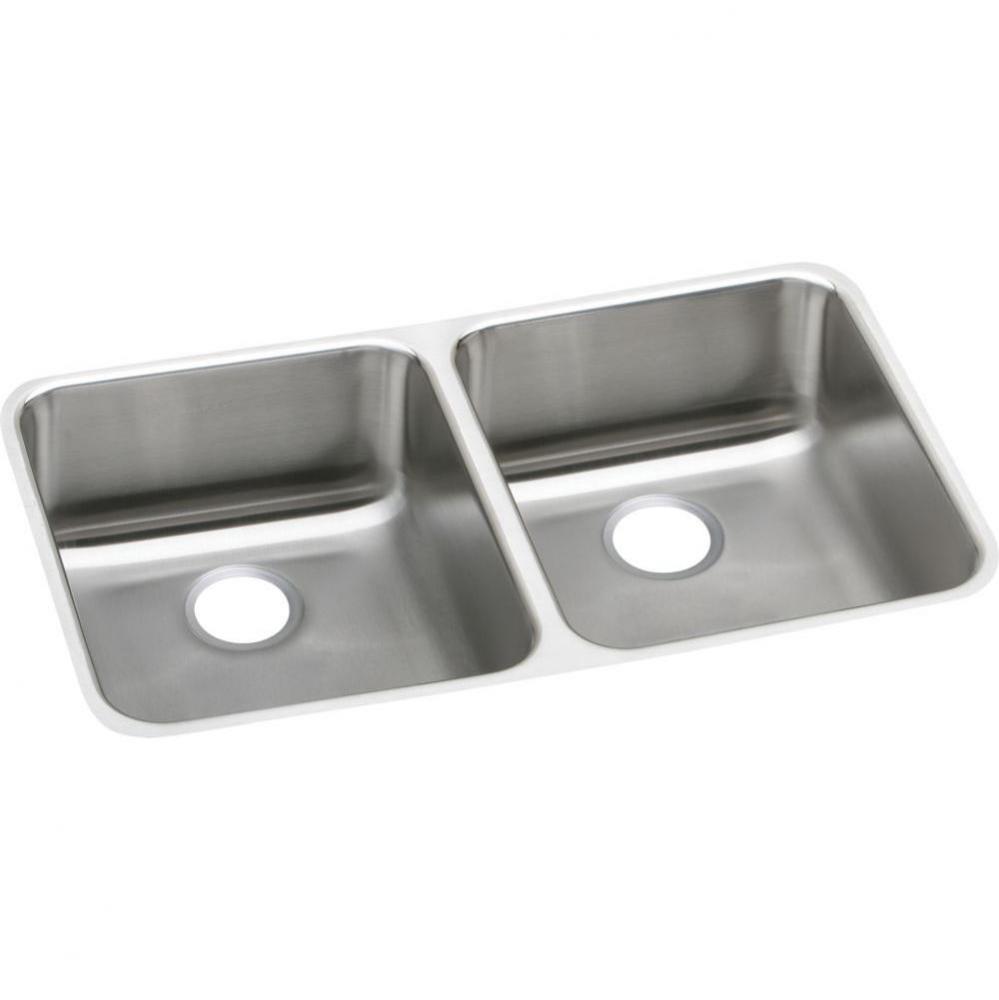18 Gauge Stainless Steel 30.75'' x 18.5'' x 4.375'' Double Bowl Unde