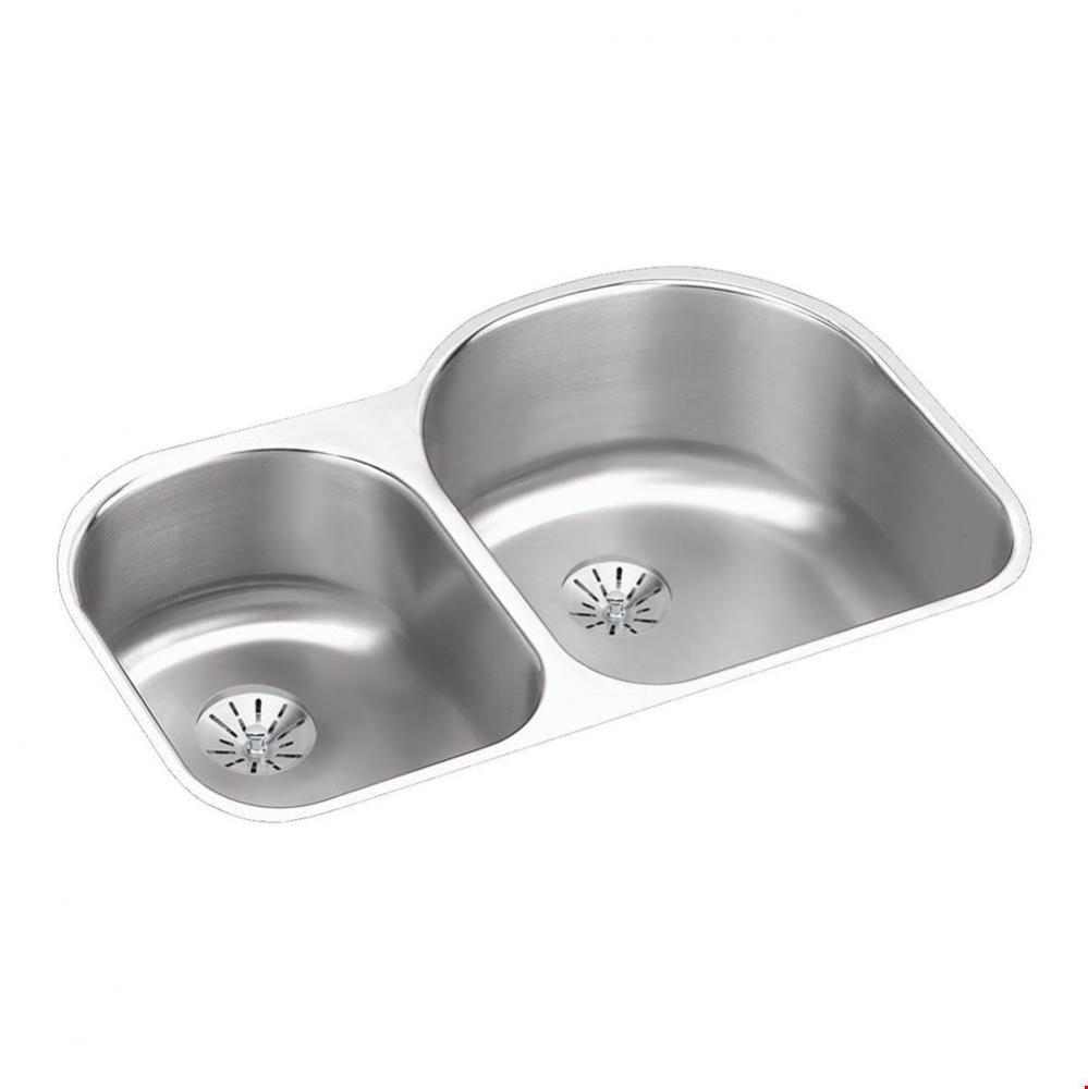 18 Gauge Stainless Steel 31.25'' x 20'' x 10'' Double Bowl Undermoun