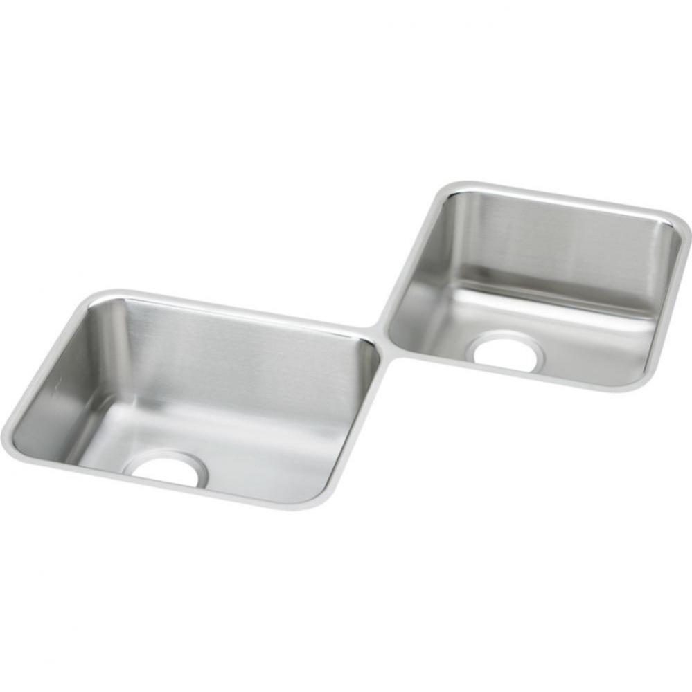 18 Gauge Stainless Steel 32'' x 32'' x 7.875'' Double Bowl Undermoun