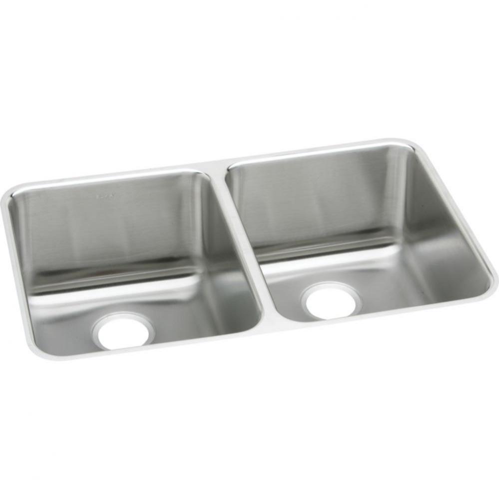 18 Gauge Stainless Steel 35.75'' x 18.5'' x 10'' Double Bowl Undermo