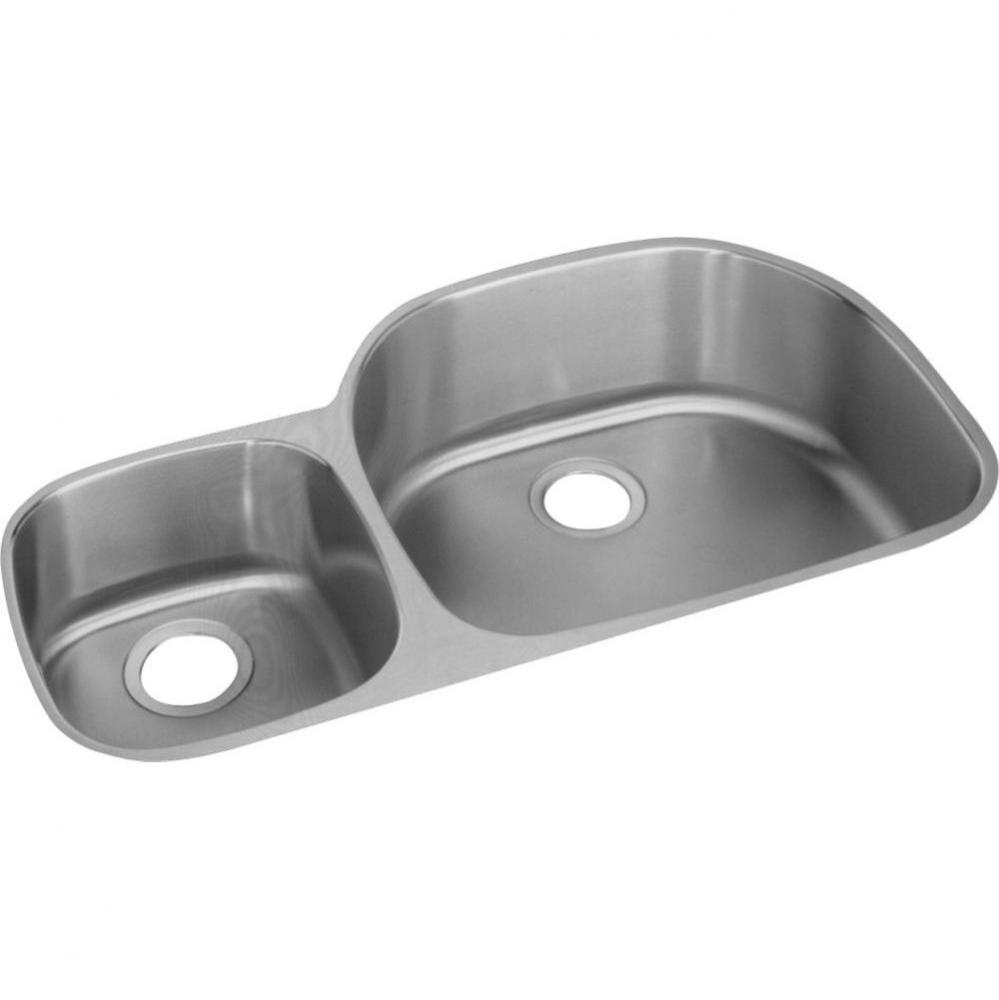 18 Gauge Stainless Steel 36.25'' x 21.125'' x 7.5'' Double Bowl Unde