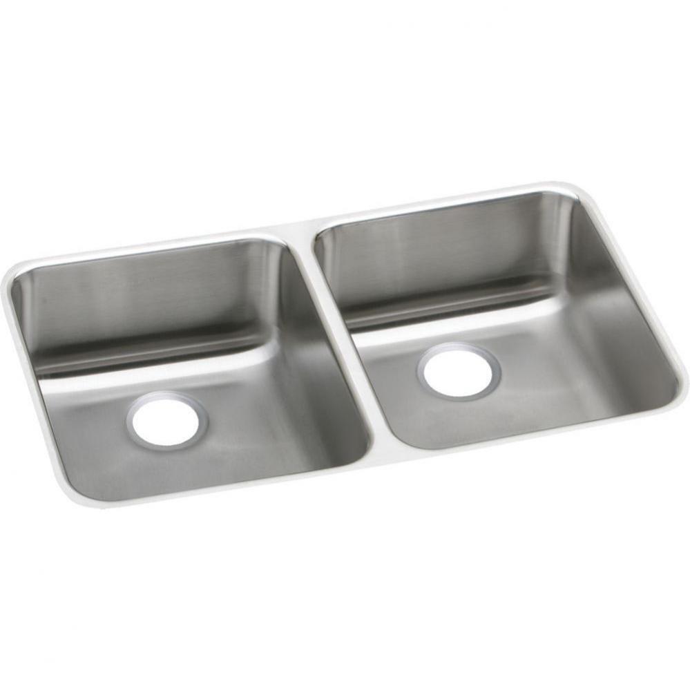 18 Gauge Stainless Steel 31.75'' x 16.5'' x 5.375'' Double Bowl Unde