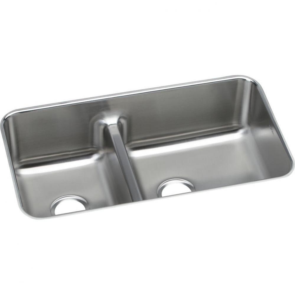 18 Gauge Stainless Steel 32.0625'' x 18.5'' x 9'' Double Bowl Underm