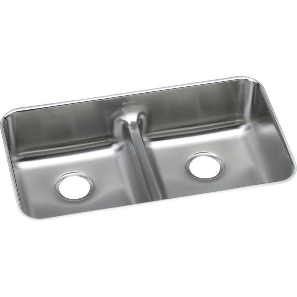 18 Gauge Stainless Steel 32.0625'' x 18.5'' x 8'' Double Bowl Underm