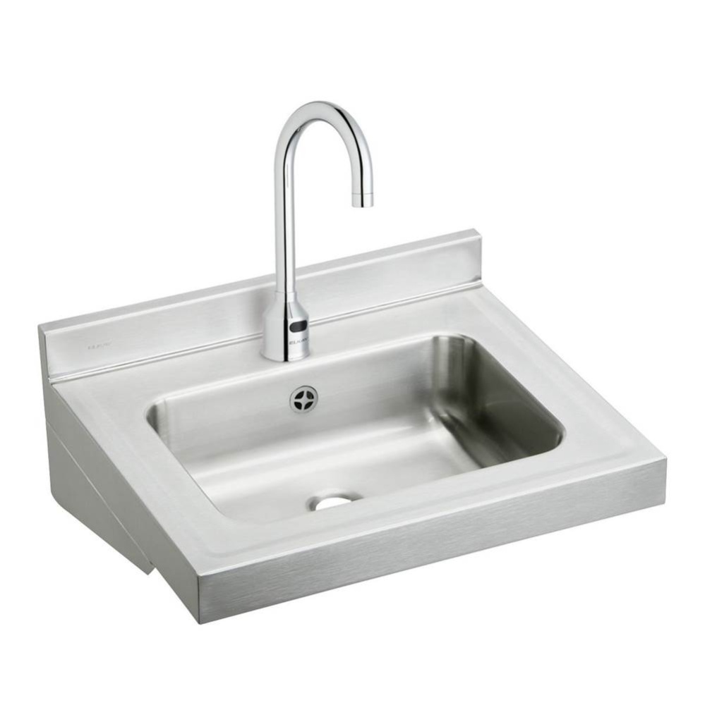 Stainless Steel 22'' x 19'' x 5-1/2'' Wall Hung Lavatory Sink Kit w/