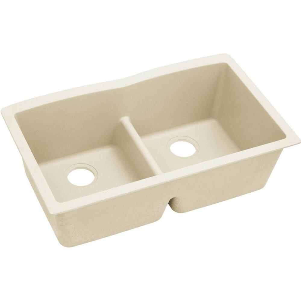 Quartz Luxe 33'' x 19'' x 10'' Equal Double Bowl Undermount Sink wit