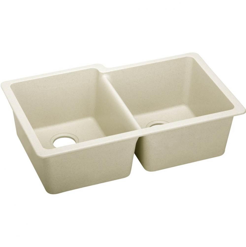 Quartz Luxe® 33'' x 20-1/2'' x 9-1/2'' Offset Double Bowl Under