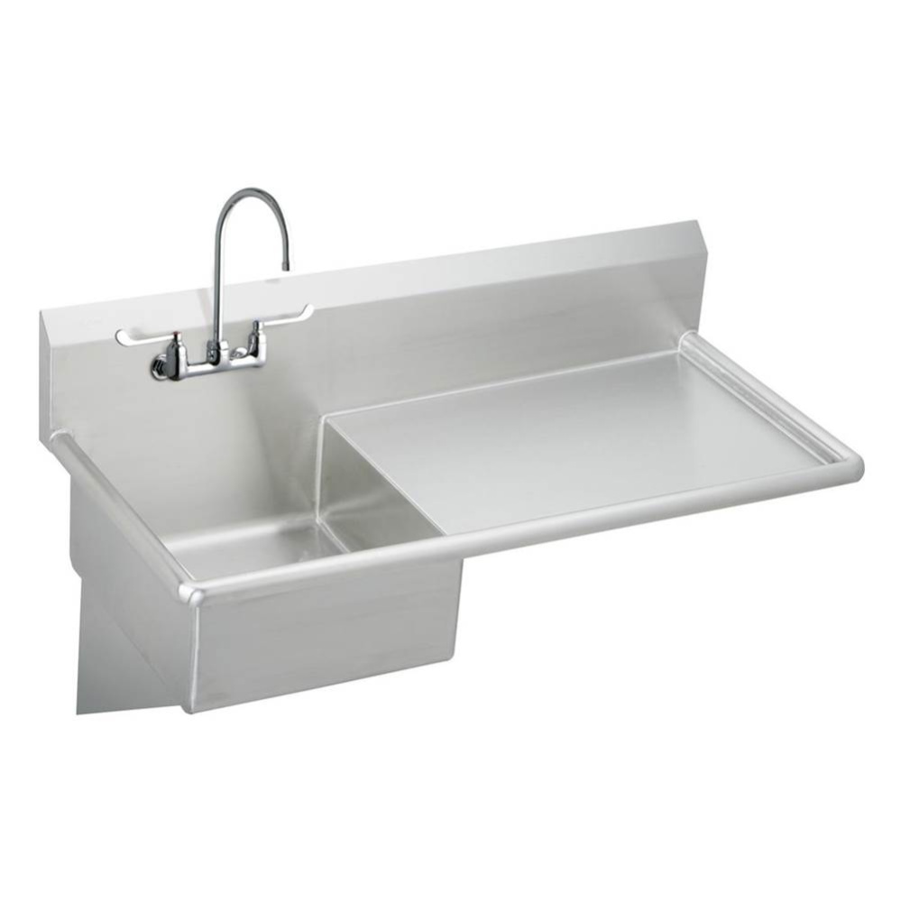 Stainless Steel 49-1/2'' x 24'' x 10 Wall Hung Service Sink Kit