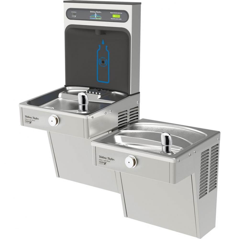 Halsey Taylor HydroBoost Bottle Filling Station, & Bi-Level Vandal-Resistant Cooler, High Effi