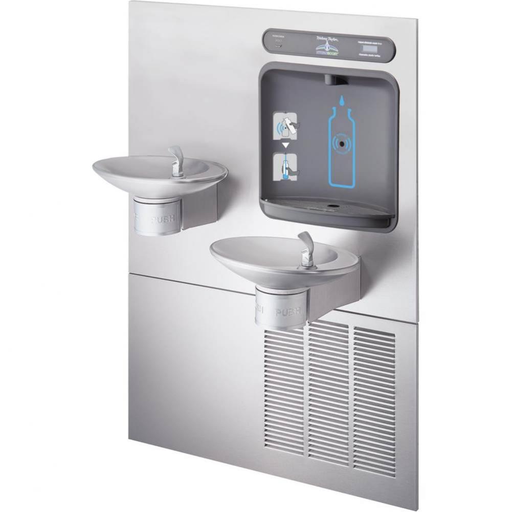 Halsey Taylor HydroBoost Bottle Filling Station & Bi-Level Integral OVL-II Fountain Filtered R