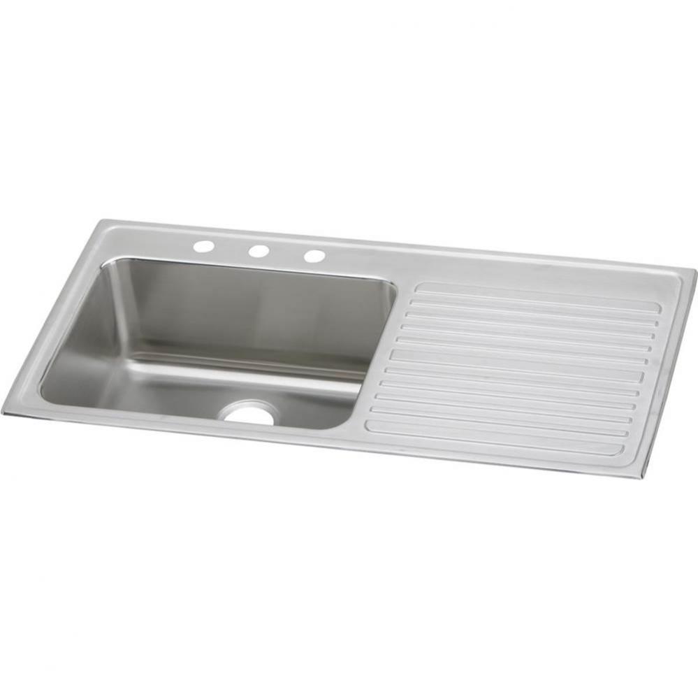 18 Gauge Stainless Steel 43'' x 22'' x 10'' Single Bowl Drop-in Kitc