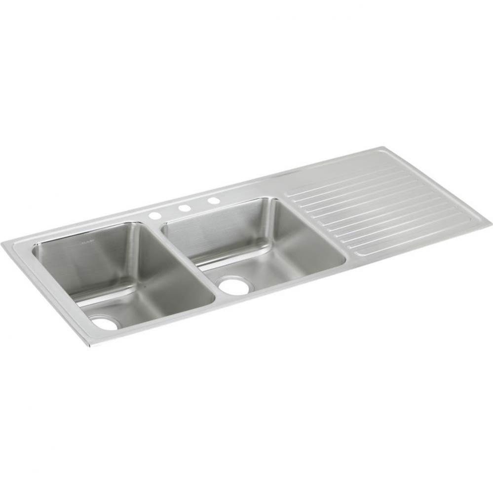 18 Gauge Stainless Steel 54'' x 22'' x 10'' Double Bowl Drop-in Kitc