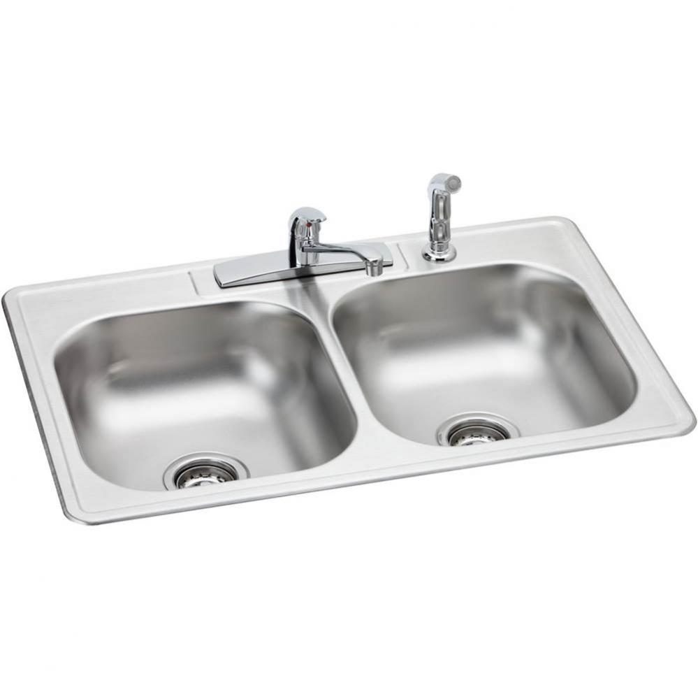 Dayton Stainless Steel 33'' x 22'' x 6-1/16'', 4-Hole Equal Double B