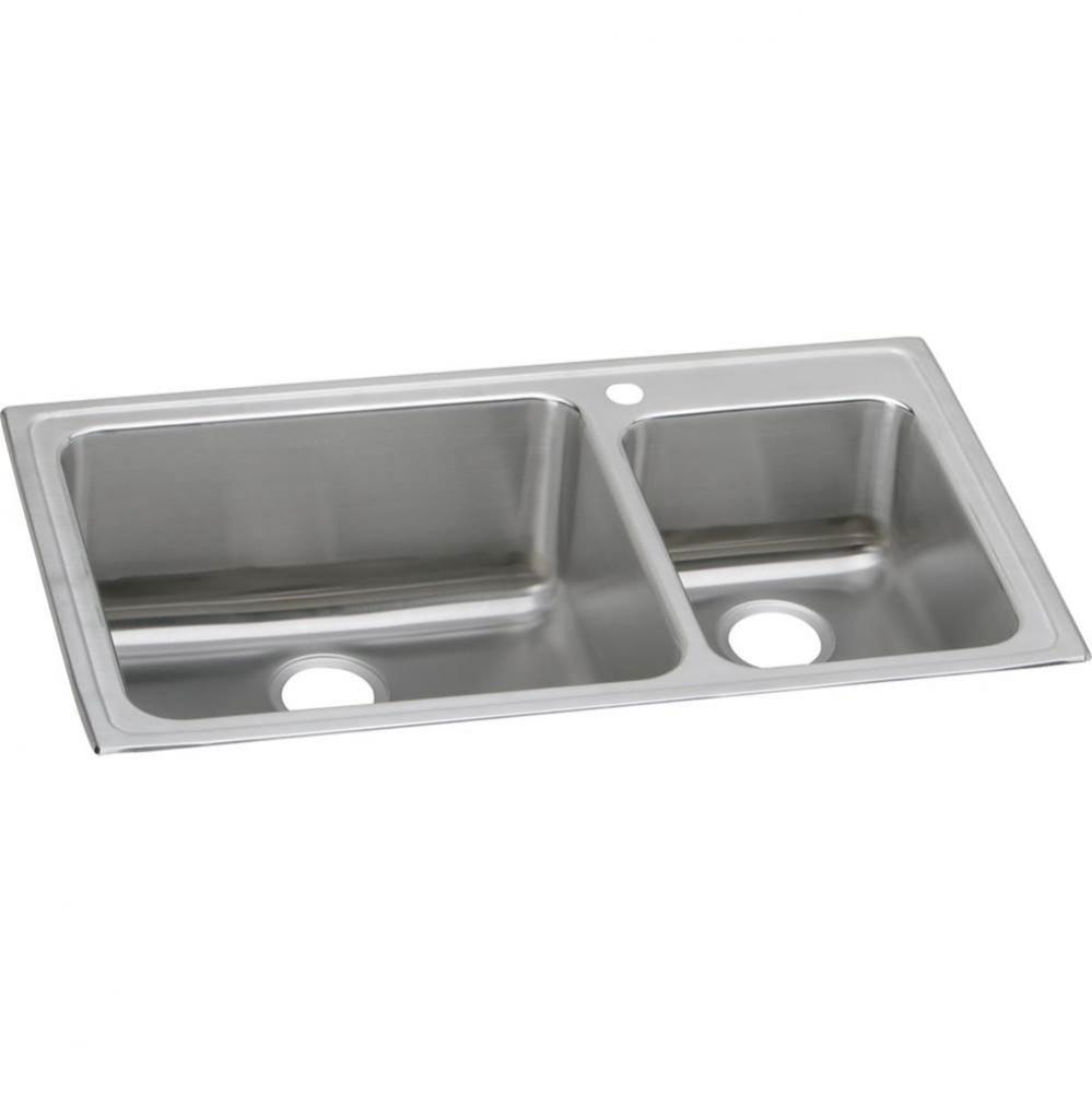 18 Gauge Stainless Steel 37'' x 22'' x 10'' Double Bowl Drop-in Kitc