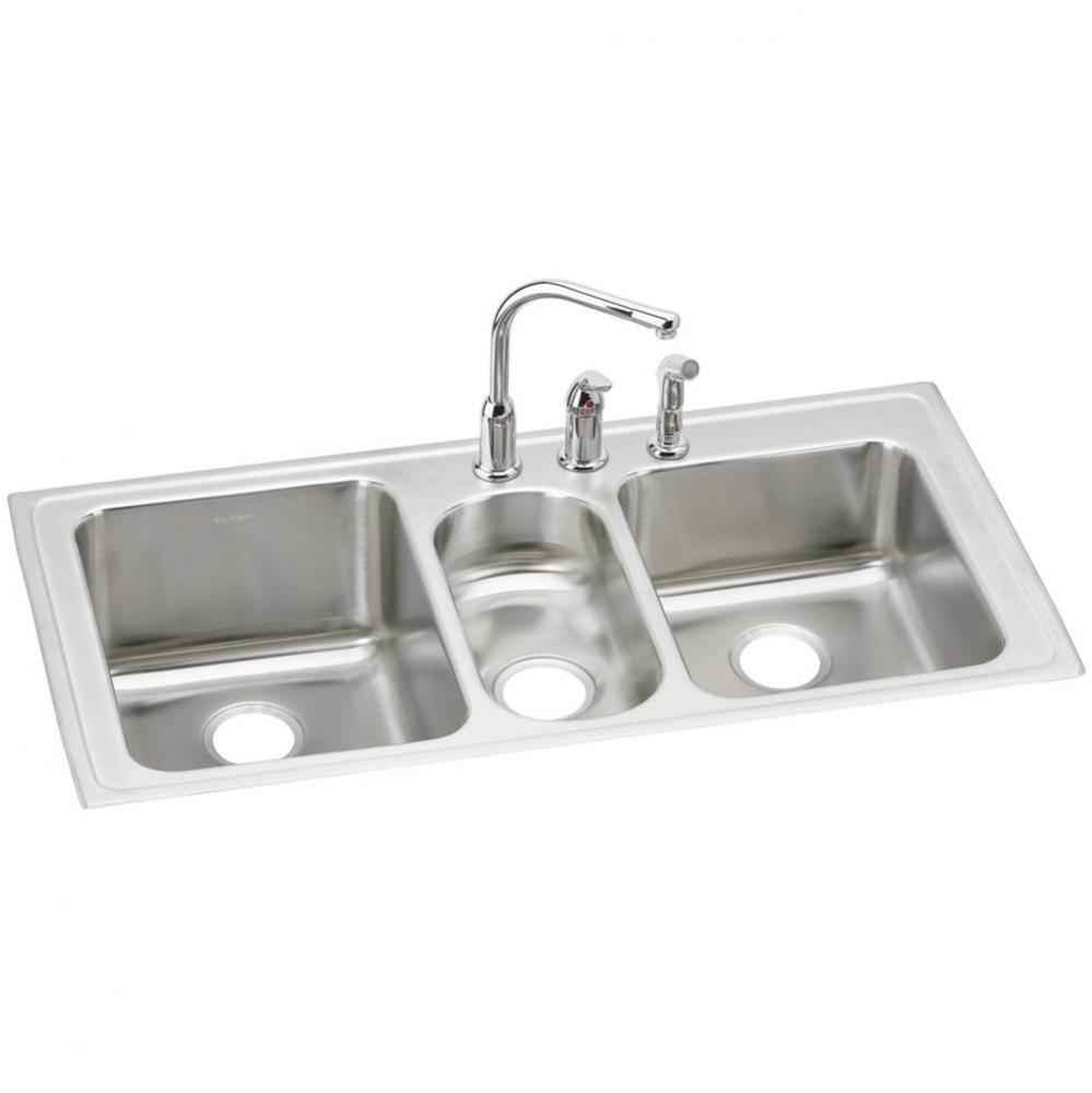 18 Gauge Stainless Steel 43'' x 22'' x 10'' Triple Bowl Drop-in Kitc