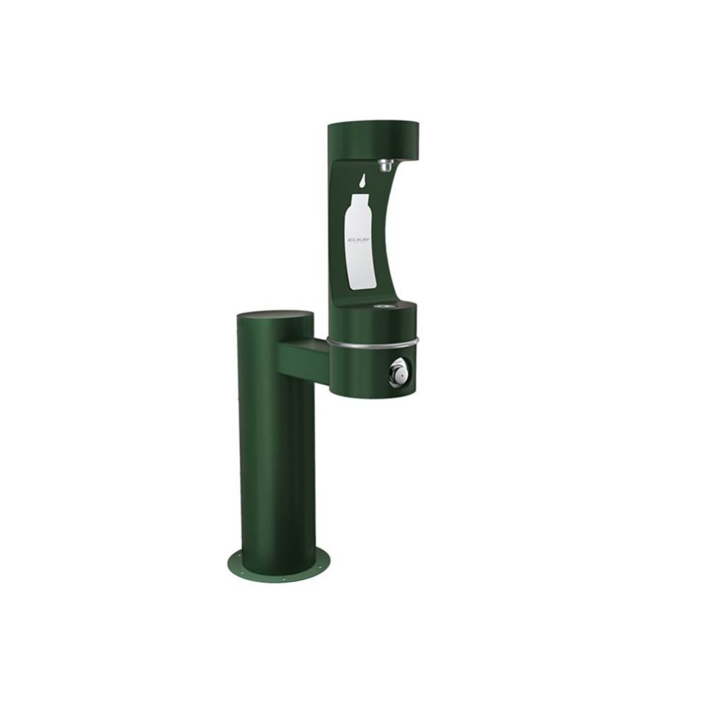 Outdoor ezH2O Bottle Filling Station Single Pedestal Non-Filtered Non-Refrigerated Evergreen