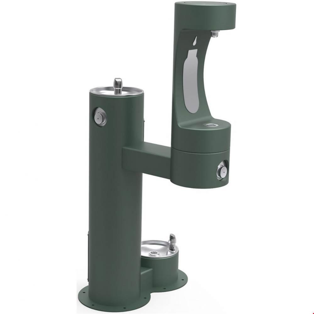 Outdoor ezH2O Lower Bottle Filling Station, Bi-Level Pedestal with Pet Station NonFilter, NonRefri