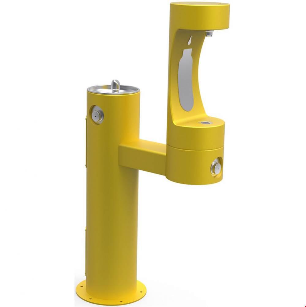 Outdoor ezH2O Lower Bottle Filling Station Bi-Level Pedestal, Non-Filtered Non-Refrigerated Yellow