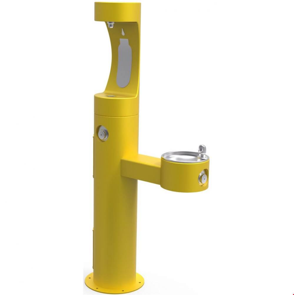 Outdoor ezH2O Upper Bottle Filling Station Bi-Level Pedestal, Non-Filtered Non-Refrigerated Yellow