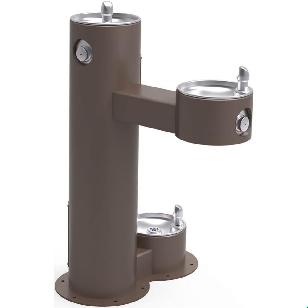 Outdoor Bi-Level Pedestal Fountain with Pet Station Non-Filtered Non-Refrigerated Freeze Resistant